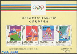 Macao 1992 Olympic Games Barcelona S/s, Mint NH, Sport - Athletics - Badminton - Hockey - Olympic Games - Sailing - Ungebraucht