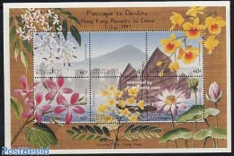 Micronesia 1997 Hong Kong To China 6v M/s, Mint NH, History - Nature - Transport - History - Flowers & Plants - Ships .. - Barcos