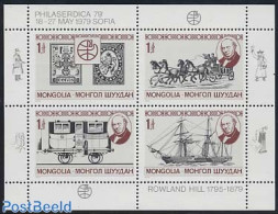 Mongolia 1979 Philaserdica 4v M/s, Mint NH, Nature - Transport - Horses - Philately - Sir Rowland Hill - Stamps On Sta.. - Rowland Hill