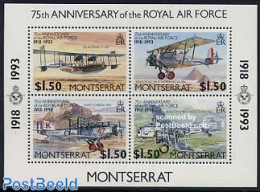 Montserrat 1993 75 Years RAF S/s, Mint NH, Transport - Aircraft & Aviation - Airplanes