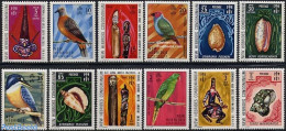 New Hebrides 1972 Definitives 12v E, Mint NH, Nature - Birds - Parrots - Shells & Crustaceans - Art - Art & Antique Ob.. - Nuovi