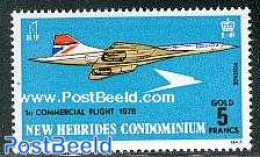 New Hebrides 1976 Concorde 1v E, Mint NH, Transport - Concorde - Aircraft & Aviation - Nuevos