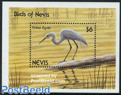 Nevis 1991 Silver Heron S/s, Mint NH, Nature - Birds - St.Kitts-et-Nevis ( 1983-...)