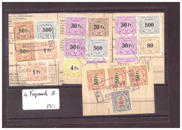 TIMBRES DE CHEMIN DE FER - 4 FRAGMENTS GROS AFFRANCHISSEMENTS - Chemins De Fer