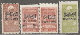 SYRIE - N°284/7 ** (1945) Timbres Fiscaux Surchargés "POSTES SYRIE" - Nuevos