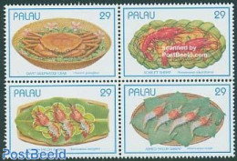 Palau 1993 Crabs For Food 4v [+], Mint NH, Health - Nature - Food & Drink - Shells & Crustaceans - Food