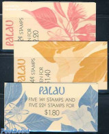 Palau 1987 Flowers 3 Booklets, Mint NH, Nature - Flowers & Plants - Stamp Booklets - Non Classificati