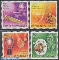 Papua New Guinea 1990 Music Instruments 4v, Mint NH, Performance Art - Music - Musical Instruments - Musique