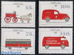 Portugal 1994 Postal Traffic 4v, Mint NH, Nature - Transport - Horses - Post - U.P.A.E. - Automobiles - Railways - Unused Stamps