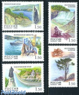 Russia 1998 Regions 5v, Mint NH, Nature - Transport - Water, Dams & Falls - Ships And Boats - Art - Sculpture - Barcos