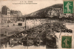 N°1642 W -cpa Rouen -le Quai De Paris -péniches- - Embarcaciones