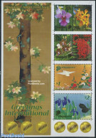 Singapore 2006 Flowers, Joint Issue Japan S/s, Mint NH, Nature - Various - Birds - Flowers & Plants - Joint Issues - Gezamelijke Uitgaven