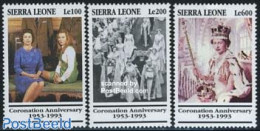 Sierra Leone 1993 40 Years Coronation 3v, Mint NH, History - Kings & Queens (Royalty) - Königshäuser, Adel