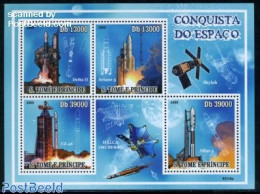 Sao Tome/Principe 2009 Space Exploration 4v M/s, Mint NH, Transport - Space Exploration - São Tomé Und Príncipe