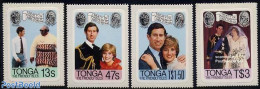 Tonga 1981 Charles & Diana Wedding 4v, Mint NH, History - Kings & Queens (Royalty) - Royalties, Royals