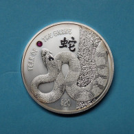 Fidschi 2013 20 Dollars "Red Fire Snake" 2 Oz Silber Mit Rubin (EM648 - Ohne Zuordnung