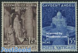 Vatican 1951 Maria In Heaven 2v, Mint NH, Religion - Churches, Temples, Mosques, Synagogues - Religion - Nuovi