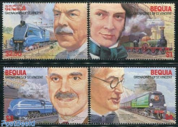 Saint Vincent & The Grenadines 1986 Bequia, Locomotives 4v, Mint NH, Transport - Railways - Treinen