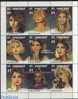 Saint Vincent 1991 Madonna 9v M/s, Mint NH, Performance Art - Music - Popular Music - Musik