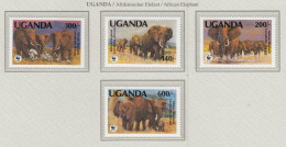 UGANDA 1991 WWF Animals Elephants Mi 960-963 MNH(**) Fauna 801 - Eléphants