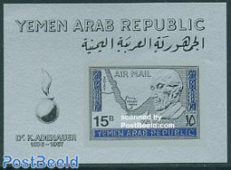 Yemen, Arab Republic 1968 Adenauer S/s, Mint NH, History - Various - Germans - Politicians - Maps - Geografía