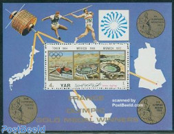Yemen, Arab Republic 1972 French Olympic Winners S/s, Mint NH, Sport - Transport - Various - Olympic Games - Space Exp.. - Geografía