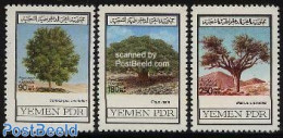 Yemen, South 1981 Trees 3v, Mint NH, Nature - Trees & Forests - Rotary, Lions Club