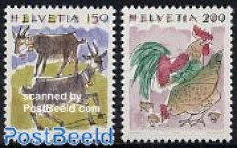 Switzerland 1994 Definitives, Animals 2v, Mint NH, Nature - Animals (others & Mixed) - Birds - Cattle - Poultry - Unused Stamps