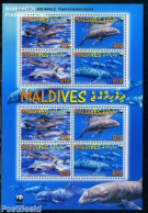 Maldives 2009 WWF, Melon-headed Whale 2x4v M/s, Mint NH, Nature - Sea Mammals - World Wildlife Fund (WWF) - Maldives (1965-...)