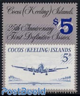 Cocos Islands 1990 Overprint 1v, Mint NH, Transport - Stamps On Stamps - Aircraft & Aviation - Timbres Sur Timbres