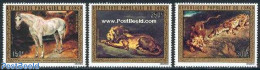 Congo Republic 1973 Delacroix Paintings 3v, Mint NH, Nature - Animals (others & Mixed) - Cat Family - Horses - Art - P.. - Otros & Sin Clasificación