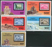 Central Africa 1977 Zeppelin Stamps 5v, Mint NH, Transport - Stamps On Stamps - Zeppelins - Sellos Sobre Sellos