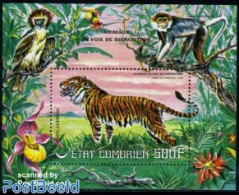 Comoros 1977 Endangered Animals S/s, Mint NH, Nature - Animals (others & Mixed) - Cat Family - Orchids - Isole Comore (1975-...)
