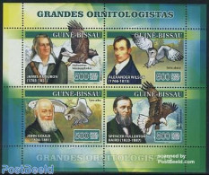 Guinea Bissau 2007 Ornitologists 4v M/s, Mint NH, Nature - Birds - Birds Of Prey - Owls - Guinea-Bissau