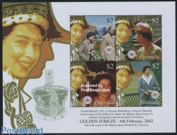 Grenada 2002 Elizabeth Golden Coronation 4v M/s, Mint NH, History - Kings & Queens (Royalty) - Case Reali