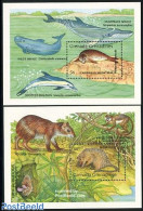 Grenada Grenadines 1990 Animals 2 S/s, Mint NH, Nature - Animals (others & Mixed) - Sea Mammals - Grenade (1974-...)