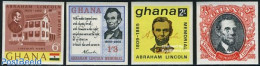 Ghana 1965 Death Of A. Lincoln 4v Imperforated, Mint NH, History - Politicians - US Bicentenary - Stamps On Stamps - Francobolli Su Francobolli