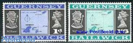 Guernsey 1970 Definitives 4930N 2v, Mint NH, Various - Maps - Géographie