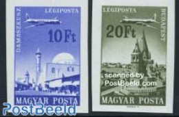 Hungary 1967 Cities 2v Imperforated, Mint NH, Religion - Transport - Churches, Temples, Mosques, Synagogues - Aircraft.. - Nuevos