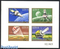 Hungary 1971 Luna 16 4v M/s Imperforated, Mint NH, Transport - Space Exploration - Ungebraucht