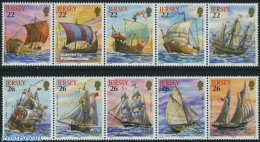 Jersey 2000 Maritime Heritage 10v, Mint NH, Transport - Ships And Boats - Ships