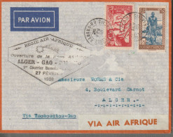 SOUDAN - LETTRE - 1er Vol "Alger-Bamako" 26/02/1938 Pour Alger - Brieven En Documenten