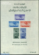 Lebanon 1949 75 Years UPU S/s (green Text), Mint NH, Nature - Transport - Camels - Post - U.P.U. - Helicopters - Poste
