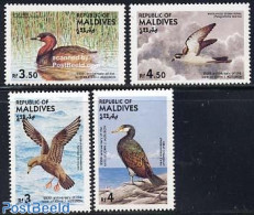 Maldives 1985 J.J. Audubon 4v, Mint NH, Nature - Birds - Birds Of Prey - Ducks - Maldivas (1965-...)