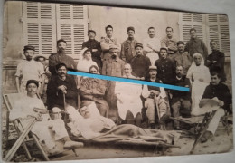 1915 Hôpital Convalescents Amputés Infirmières Croix Rouge Blessés Ww1 Poilu 14 18 Photo - Guerra, Militari