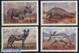 Zambia 1988 Animals 4v, Mint NH, Nature - Animals (others & Mixed) - Rhinoceros - Zambia (1965-...)