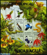 Nicaragua 1994 Tropical Forest 12v M/s, Mint NH, Nature - Animals (others & Mixed) - Birds - Butterflies - Reptiles - .. - Nicaragua