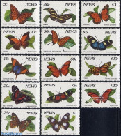 Nevis 1991 Butterflies 14v (without Year), Mint NH, Nature - Butterflies - St.Kitts Y Nevis ( 1983-...)