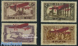 Syria 1925 Aeroplane Overprints 4v, Mint NH, Transport - Aircraft & Aviation - Art - Bridges And Tunnels - Aerei