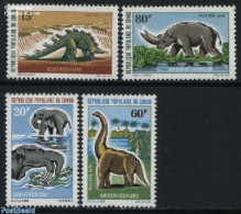 Congo Republic 1970 Prehistoric Animals 4v, Mint NH, Nature - Elephants - Prehistoric Animals - Vor- U. Frühgeschichte